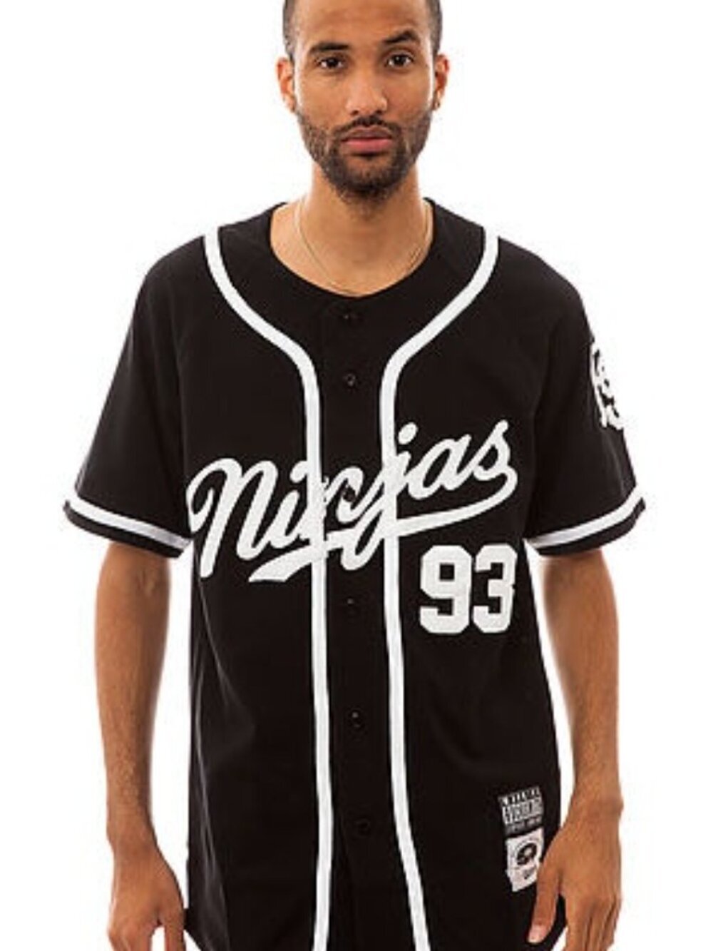 Vintage Rocksmith Ninjas Baseball Jersey Mens Size Large Black White